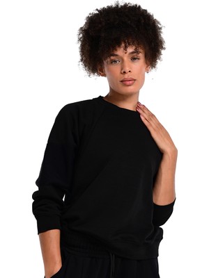 Huesca Kadın Siyah Günlük Stil Sweatshirt 24KK006-SYH