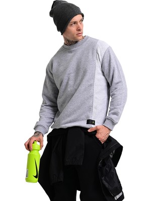 Sportive Alicante 24KE003-GRI  Erkek Gri Rahat Kalıp Sweatshirt Uzun Kol Cepsiz Modern Tasarım