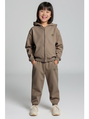 London Zeytin Gri Pamuklu Kız Çocuk Eşofman Altı