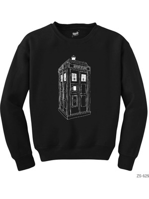 Crows Gate Doctor Who Tardis Bw Siyah Sweatshirt