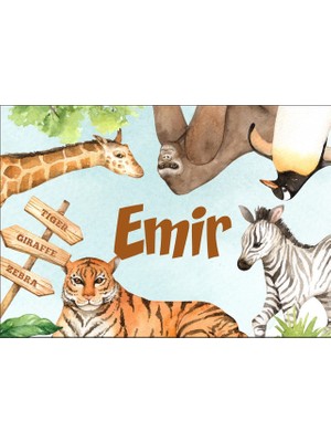 Safari Hayvanları Temalı Doğum Günü Afişi -2 50X70 cm