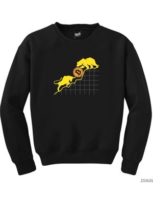 Crows Gate Bitcoin Kripto Para Ayı ve Boğa Siyah Sweatshirt