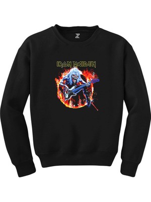 Crows Gate Iron Maiden Fire Siyah Sweatshirt