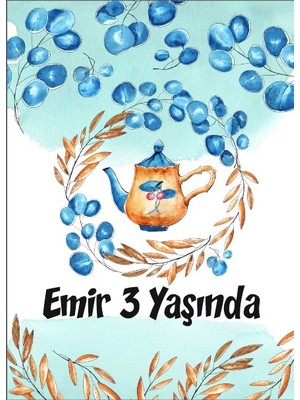 Mavi Pasta Temalı Doğum Günü Afişi 70X100 cm