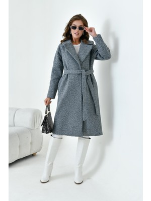 FTZ Women Kadın Geniş Yaka Kaban  Gri 30627