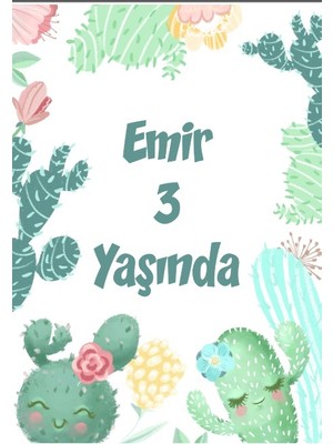 Mutlu Kaktüsler Temalı Doğum Günü Afişi 35X50 cm