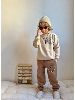 Jolly Kids Erkek Çocuk Smile Yüz Baskılı Sweatshirt Takım