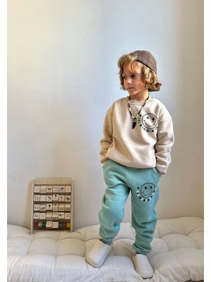 Jolly Kids Erkek Çocuk Smile Yüz Baskılı Sweatshirt Takım