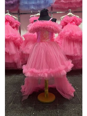 Payetli Simli Kuyruklu Tarz Düğün Parti Çocuk Abiye Elbisesi ABY170