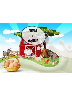 Çiftlik ve Yumurta Temalı Doğum Günü Afişi 35X50 cm