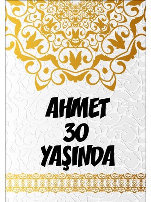 Beyaz Desenler Klasik Temalı Doğum Günü Afişi -3 100X150 cm