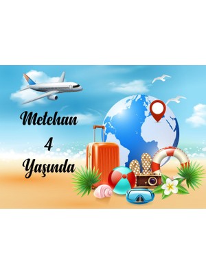 Seyahat Temalı Doğum Günü Afişi 100X150 cm