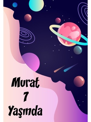 Uzay Temalı Doğum Günü Afişi 70X100 cm