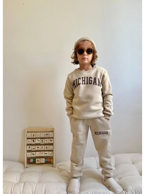 Jolly Kids Erkek Çocuk Michigan Yazı Baskılı Sweatshirt Takım