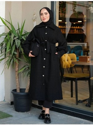 SEVENLINE Kadın Mevsimlik Düğmeli Kuşaklı Kaban