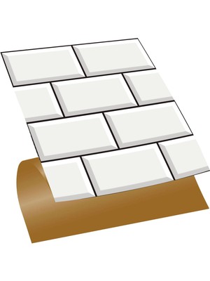 Tink Kendinden Yapışkanlı Büyük Beyaz Koyu Derzli Metro Desenli Pvc Karo 30X30 cm (11 Adet) 1m2