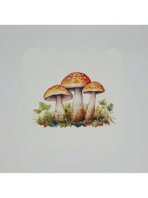 Sonbahar Mantar Desenli Dijital Baskılı Lazer Kesimli Kokteyl Peçetesi