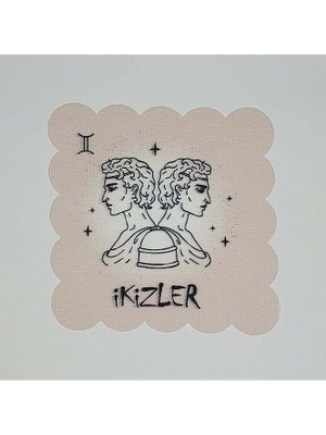 Deco Ikizler Burcu Desenli Dijital Baskılı Lazer Kesimli Kokteyl Peçetesi