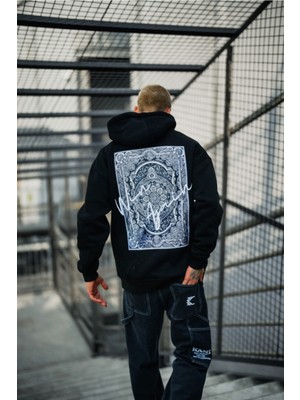 Polizei Gray Motif Oversize Hoodie