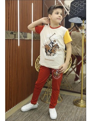 Unisex Çocuk Pamuklu Jokey Baskılı Pijama Takımı