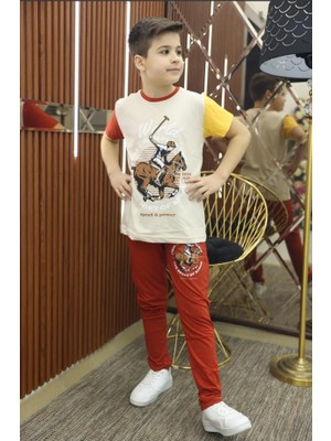 Unisex Çocuk Pamuklu Jokey Baskılı Pijama Takımı