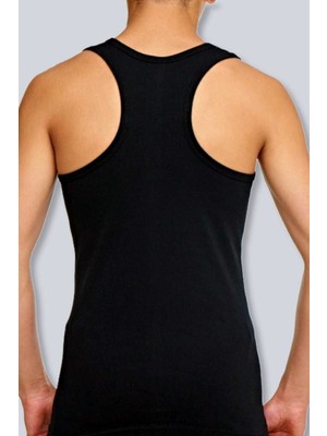 Pi Giyim Erkek Siyah 3'lü Paket Pamuklu Ribana Rambo Atlet Nefes Alabilir Esnek Kumaş Konfor