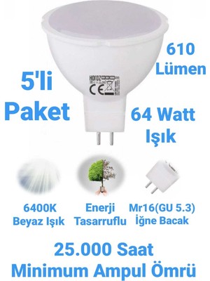 Horoz 8W MR16 LED Ampul 610 Lümen Spot Ampul İğne Bacak Ampul 220 Volt