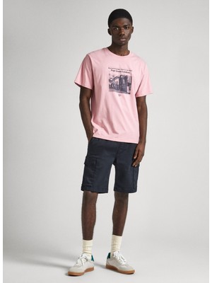 Pepe Jeans Bisiklet Yaka Baskılı Pudra Erkek T-Shirt PM509379 323 Cooper