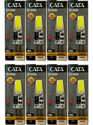 Cata CT-4255 3W 12V 3200K (Günışığı) G4 Duylu LED Kapsül Ampul (8 Adet)