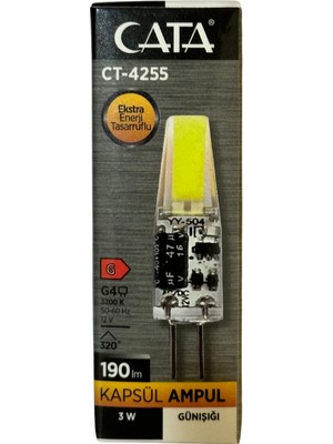 Cata CT-4255 3W 12V 3200K (Günışığı) G4 Duylu LED Kapsül Ampul (8 Adet)