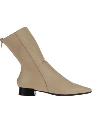 Bueno Shoes Bej Deri Kadın Topuklu Bot 01WR3011 01WR3011