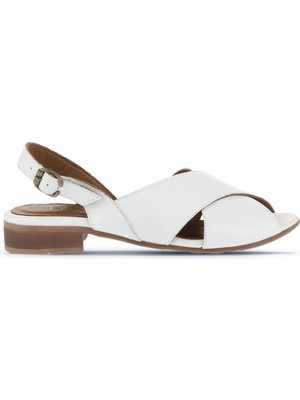 Bueno Shoes Beyaz Deri Kadın Topuklu Sandalet 01WA6402 01WA6402