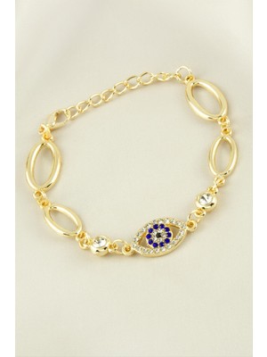 Bijuteri Net Oval Gözlü Taşlı Trend Bileklik