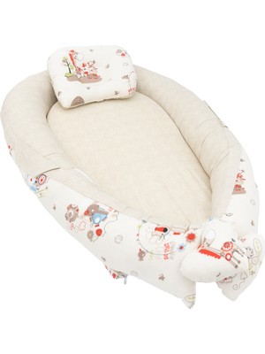 Mor Desing Ortopedik Puset Minder, Çarşaf, Örtü, Pike ve Anne Yanı Babynest Yatak 6'lı Set, Animal Serisi