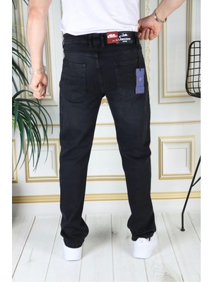 Erkek Siyah Renk Regular Fit Rahat Kesim Esnek Likralı Denim Jeans Şık Kot Pantolon