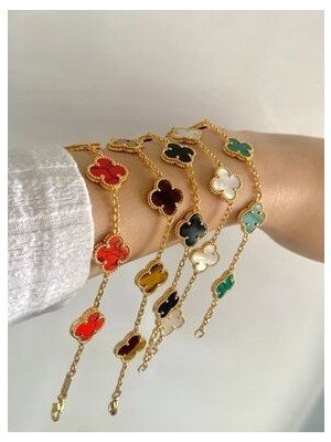 Opia Jewelry - Vca Üst Segment Çelik Yonca Bileklik