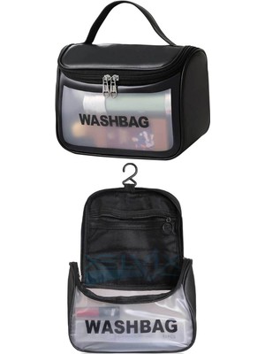 Woys Bags Siyah Seyahat Washbag Makyaj ve Kişisel Bakım Ürünleri Taşıma Çantası Polyester