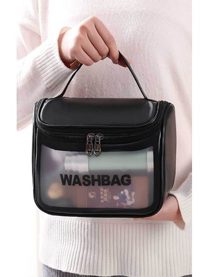 Woys Bags Siyah Seyahat Washbag Makyaj ve Kişisel Bakım Ürünleri Taşıma Çantası Polyester