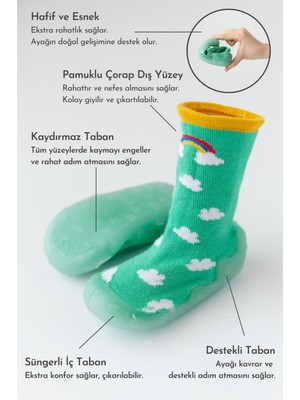 Mama Yoyo Nou Nou Aslan Kaydırmaz Taban Çorap Panduf