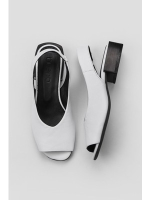 Bueno Shoes Beyaz Deri Kadın Topuklu Sandalet 01WS4901 01WS4901