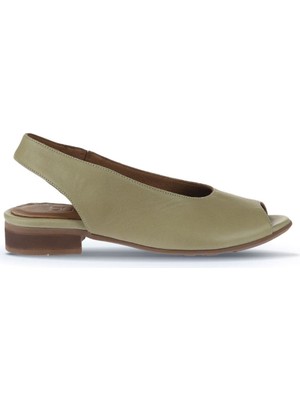 Bueno Shoes Haki Deri Kadın Topuklu Sandalet 01WA6401 01WA6401