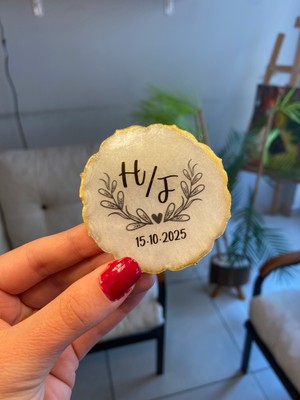 Kişiselleştirilebilir Epoksi Magnet 7x7 cm Söz Nişan Nikah Düğün Kına Hediyelik