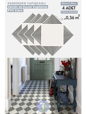 Technojet 30CM×30CM(4'LÜ Paket) Kendinden Yapışkanlı Modern Tasarım Mutfak Banyo Zemin Duvar Kaplama