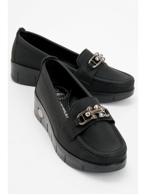 Ccway Kadın Tokalı Günlük Ayakkabı Siyah Kot