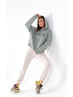 Signature Style 724513_KADIN Kapüşonlu Oversize Kanguru Cepli Sweatshirt