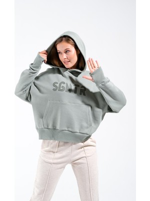 Signature Style 724513_KADIN Kapüşonlu Oversize Kanguru Cepli Sweatshirt