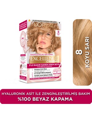 L'Oréal Paris Excellence Creme Koyu Sarı Saç Boyası 99 ml Amonyaksız Krem Formda %100 Beyaz Kapatma