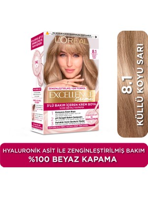 L'Oréal Paris Excellence Creme Saç Boyası - 8.1 Küllü Koyu Sarı