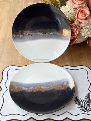 Rossev Rusty Black Yuvarlak Sunum Tabak