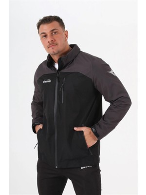 Diadora Elite - Unisex Siyah-Gri Spor Yağmurluk - Elitedd